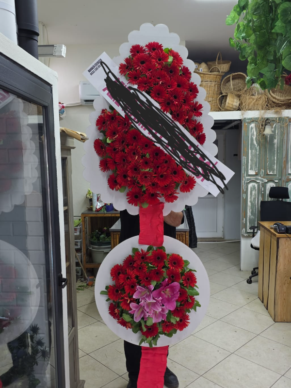  Bodrum Çiçekçi - Asil Kırmızı Çiftli Çelenk